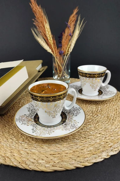 Digithome Lombardino Alara 6’lı Porselen Kahve Fincan Takımı Yaldızlı – KHR02 - 4