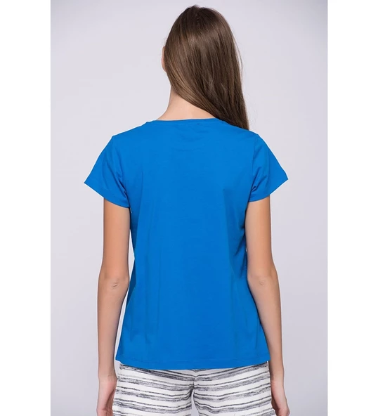 Fenerbahçe Kadın Mavi Taşlı Tshırt TK010B7Y23 - 2