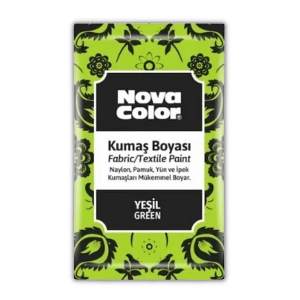 Yeşil Kumaş Boyası Toz 12 gr 1 Adet Nova Color Toz Kumaş Boyası Yeşil Kot Pantalon Gömlek Tişört Tekstil Kumaş Boyası 1 Adet