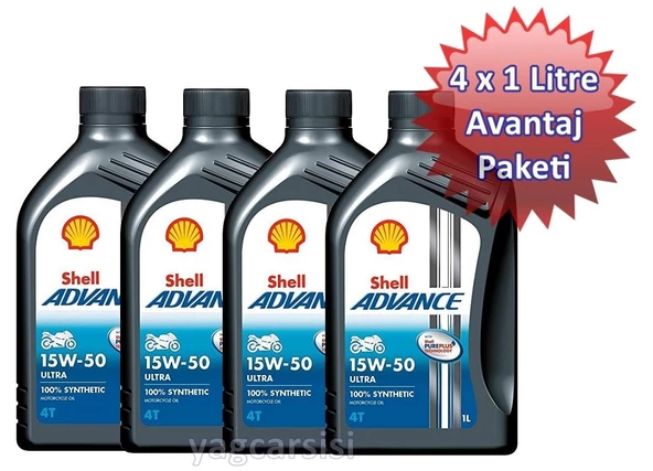 SHELL ADVANCE 4T ULTRA 15W50 4X1 LİTRE AVANTAJ PAKETİ