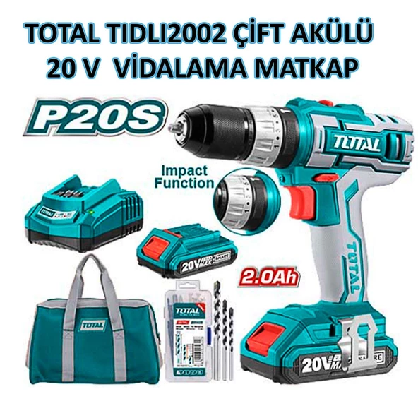 Total Tıdlı2002 Çift Akülü Darbeli Vidalama Matkap 20V Li-On