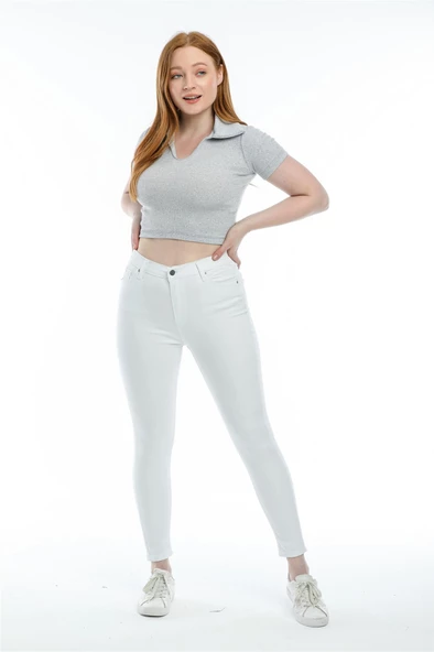 Bayan Yeni Model Beyaz kot Pantolon 00655444