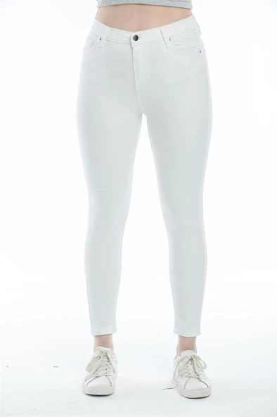 Bayan Yeni Model Beyaz kot Pantolon 00655444 - 4