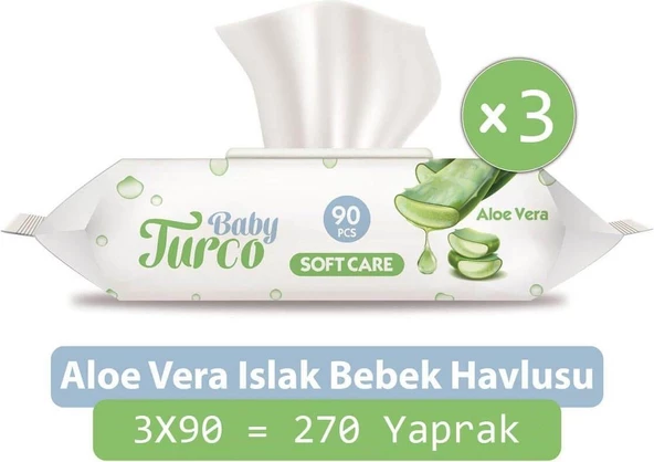 Baby Turco Softcare Aloe Vera Islak Bebek Havlusu 3lü Paket