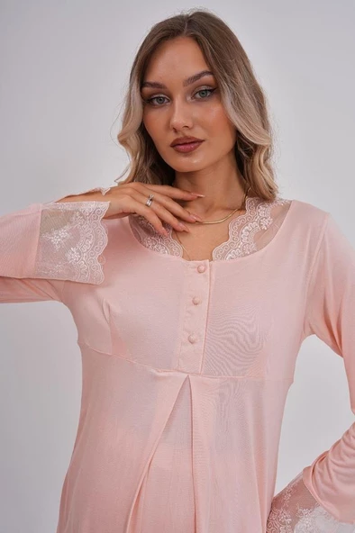 Mecit 5808 Bayan Hamile Lohusa Pudra Pijama Takımı - 4