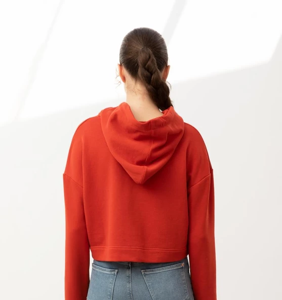 Nors Bolthor Kapüşonlu Crop Sweatshirt Kiremit - 3