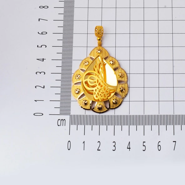 22 Ayar Altın Tuğralı Kolye Ucu - 5