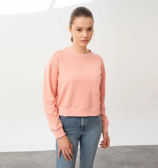 Nors Baldur Crop Sweatshirt Tozlu Pembe - 2