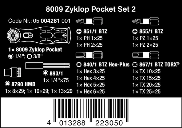 Wera 8009 Zyklop Cırcırlı Lokma Tornavida Set 05004281001 - 3