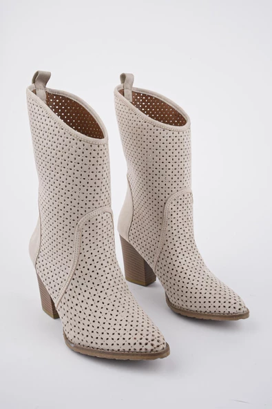 Muggo İndiana Garantili Kadın Lazer Kesim Şık Tarz ve Rahat Kovboy Yazlık Bot - 7