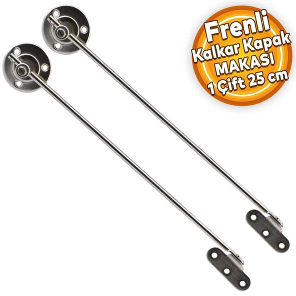 Kalkar Kapak Makası Frenli Dolap Çekmece Metal 25 Cm Sessiz Açma Kapama Amortisör Piston Nikel Bar (1 ÇİFT)