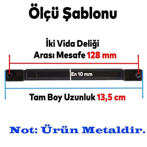 Gölcük Düz (128 MM - 12.8 CM) Siyah Mobilya Mutfak Dolap Çekmece Dolabı Metal Kulpu Kulbu Kulpları - 2