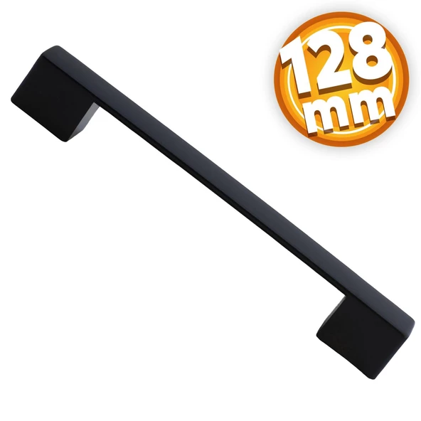 Gölcük Düz (128 MM - 12.8 CM) Siyah Mobilya Mutfak Dolap Çekmece Dolabı Metal Kulpu Kulbu Kulpları
