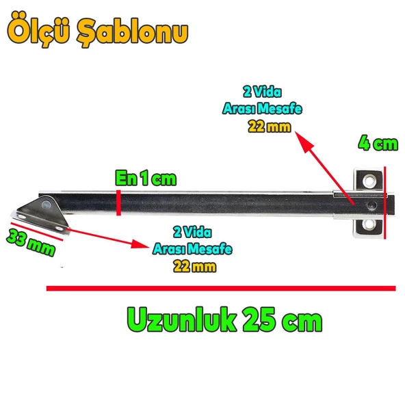 Kalkar Kapak Makası Dolap Çekmece Metal 25 Cm Sessiz Açma Kapama Amortisör Piston (1 ÇİFT) - Resim 3