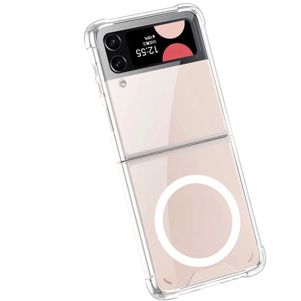 Gpack Samsung Galaxy Z Flip 4 Kılıf Antishock Köşeli Wİriless Şarj Destekli Silikon - Resim 4