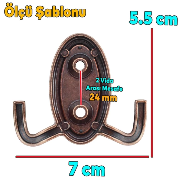 Palmira Duvar Vestiyer Askısı Metal Dolap Elbise Havlu Askılığı Antik Bakır Askı Askılık (4 Adet) - Resim 3