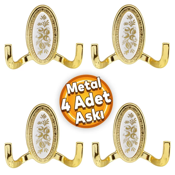 Palmira Duvar Vestiyer Askısı Metal Dolap Elbise Havlu Askılığı Gold Askı Askılık (4 Adet)