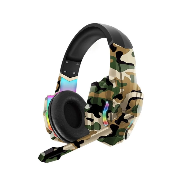 Karler Bass  Rgb Işıklı Oyuncu Kulaklığı Kamuflaj  Desenli Tasarım - 4