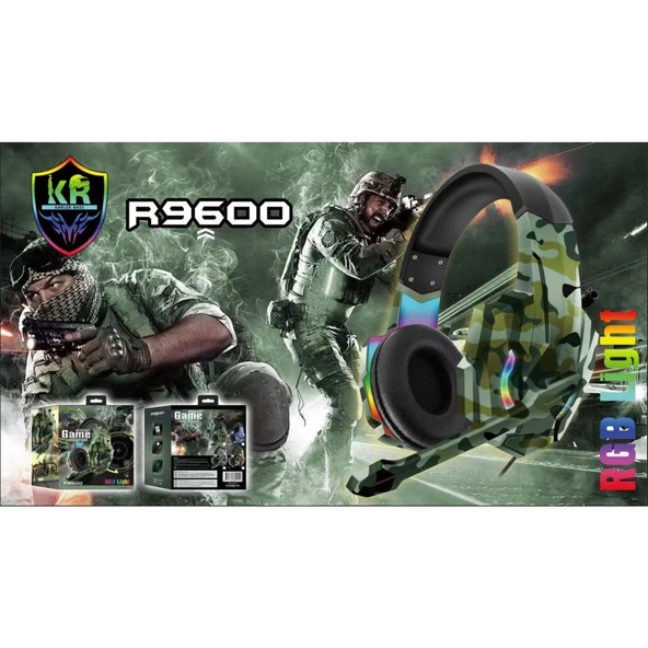 Karler Bass  Rgb Işıklı Oyuncu Kulaklığı Kamuflaj  Desenli Tasarım - 3