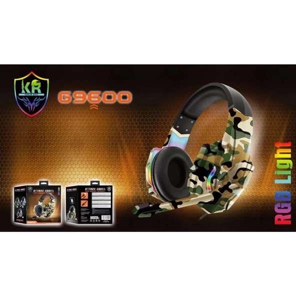 Karler Bass  Rgb Işıklı Oyuncu Kulaklığı Kamuflaj  Desenli Tasarım - 6
