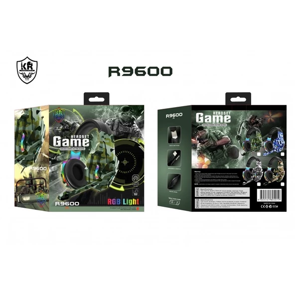 Karler Bass  Rgb Işıklı Oyuncu Kulaklığı Kamuflaj  Desenli Tasarım - 2