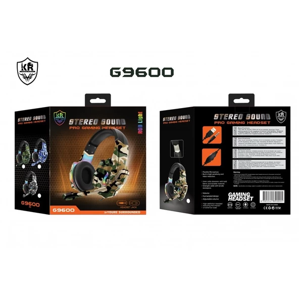 Karler Bass  Rgb Işıklı Oyuncu Kulaklığı Kamuflaj  Desenli Tasarım - 5