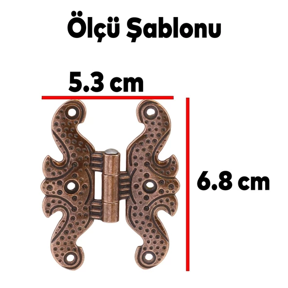 Mobilya Dolap Kapak Hobi Menteşesi Metal Kelebek Menteşe Büyük Antik Bakır (4 ADET) - 2