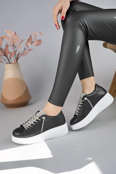 Muggo Reina Kadın Garantili Günlük Yürüyüş Rahat ve Tarz Kalın Taban Bağcıklı Sneaker Spor Ayakkabı - 12