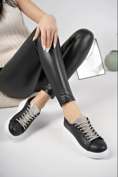 Muggo Reina Kadın Garantili Günlük Yürüyüş Rahat ve Tarz Kalın Taban Bağcıklı Sneaker Spor Ayakkabı - 8