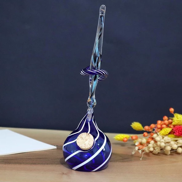 Veraart Kişiselleştirilmiş El Yapımı Murano Cam Ahşap Kutulu Cam Kalem Hokkalı Albert 103 - 2