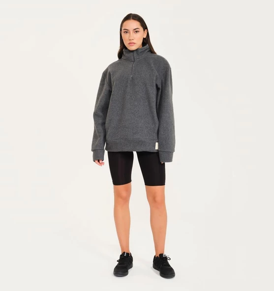 Nors Vanir Basic Yarım Fermuarlı Polar Sweatshirt Gri - 5
