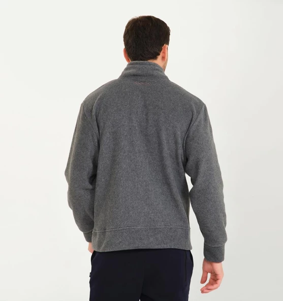 Nors Vanir Basic Yarım Fermuarlı Polar Sweatshirt Gri - 3