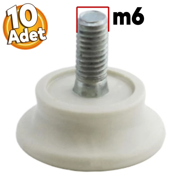 Bingo Rotil Ayak M6 Civatalı mm Beyaz Profil Ayağı 2.5 cm (10 ADET)