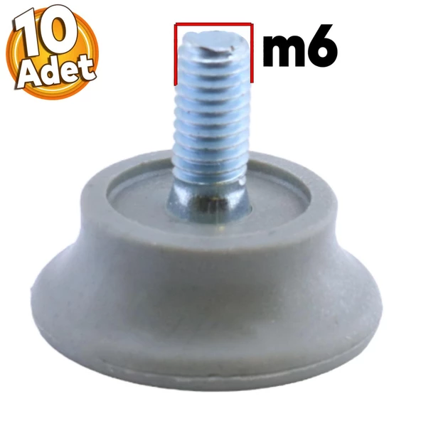 Bingo Rotil Ayak M6 Civatalı mm Gri Profil Ayağı 2.5 cm (10 ADET)
