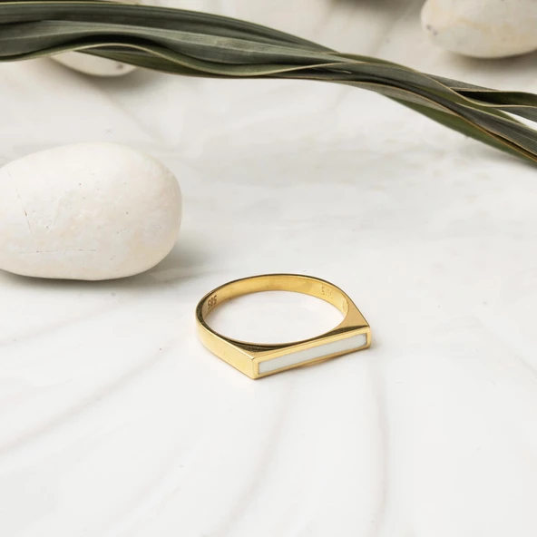 14 Ayar Mineli Tasarım Altın Yüzük - Resim 3