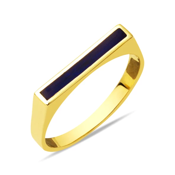 Lacivert Mineli 14 Ayar Altın Yüzük ürün görseli 1