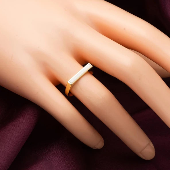 14 Ayar Mineli Tasarım Altın Yüzük - Resim 2