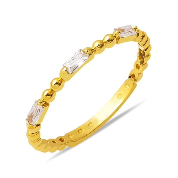 Minimalist Baget Taşlı 14 Ayar Altın Yüzük ürün görseli 1