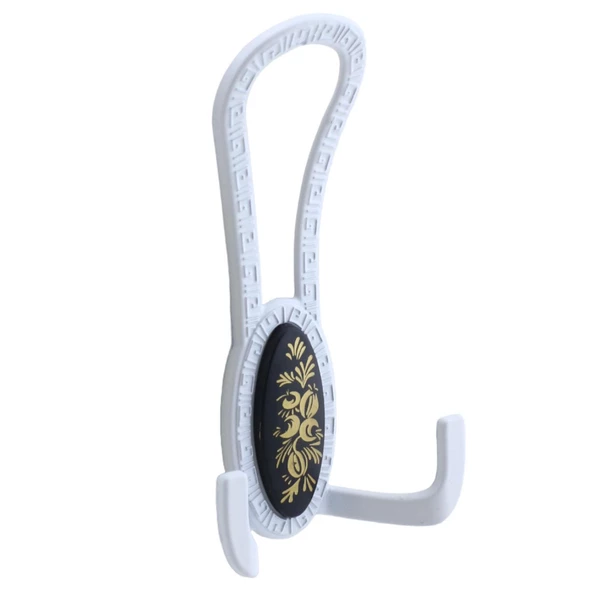 Palmira Portmanto Vestiyer Duvar Askısı Metal Dolap Elbise Askılığı Beyaz Siyah Desenli (4 Adet) - Resim 2