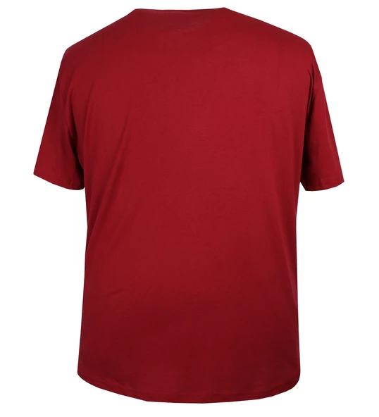 Baskılı Erkek Büyük Beden Bisiklet Yaka Tişört Bordo - 4