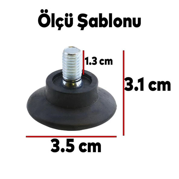 Bingo Rotil Ayak M8 Civatalı 8 mm Siyah Profil Ayağı 3 cm (10 ADET) - Resim 2