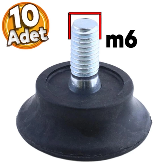 Bingo Rotil Ayak M6 Civatalı 6 mm Siyah Profil Ayağı 2.5 cm (10 ADET)