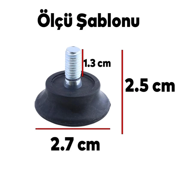 Bingo Rotil Ayak M6 Civatalı 6 mm Siyah Profil Ayağı 2.5 cm (10 ADET) - 2