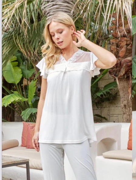 Bone Club 5624 Ekru Hamile Lohusa Pijama Tk - 2