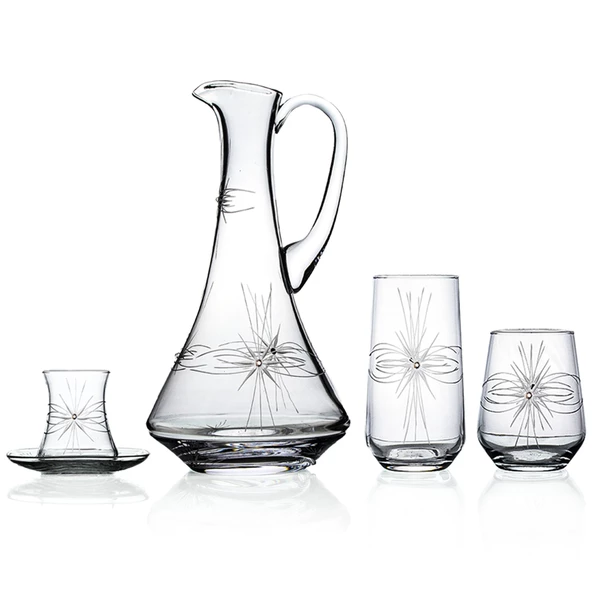 Decocia Kazaan 49 Parça  12 Kişilik Bardak Çeyiz Seti Dik Karaflı Mira Desenli ürün görseli