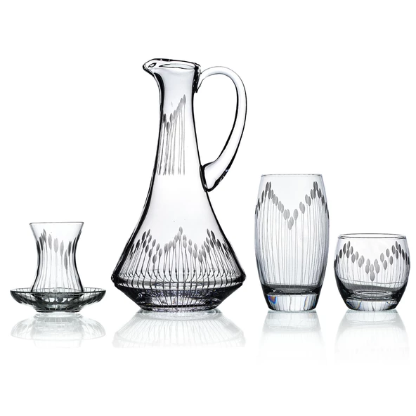 Decocia Pudgy 49 Parça 12 Kişilik  Bardak Çeyiz Seti Dik Karaflı Vega Desenli ürün görseli