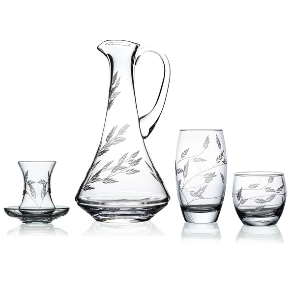 Decocia Pudgy 49 Parça 12 Kişilik Bardak Çeyiz Seti Dik Karaflı Sürgün Desenli ürün görseli