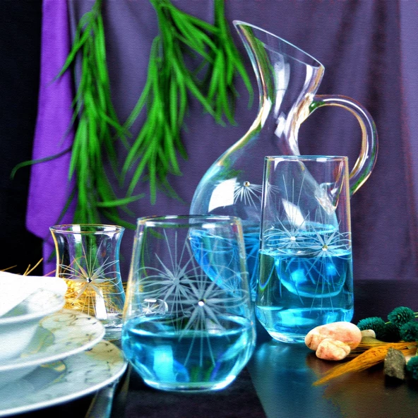 Decocia Kazaan 49 Parça Kesme Bardak Çeyiz Seti Ördek Karaflı Mira  Desenli - Resim 2