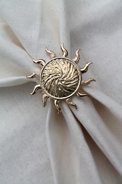 6 Adet Gold Güneş Metal Peçete Halkası - Napkin Ring - 3