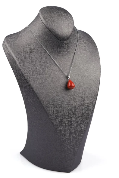 Red Jasper Doğal Taş Damla Model Kolye - Resim 2